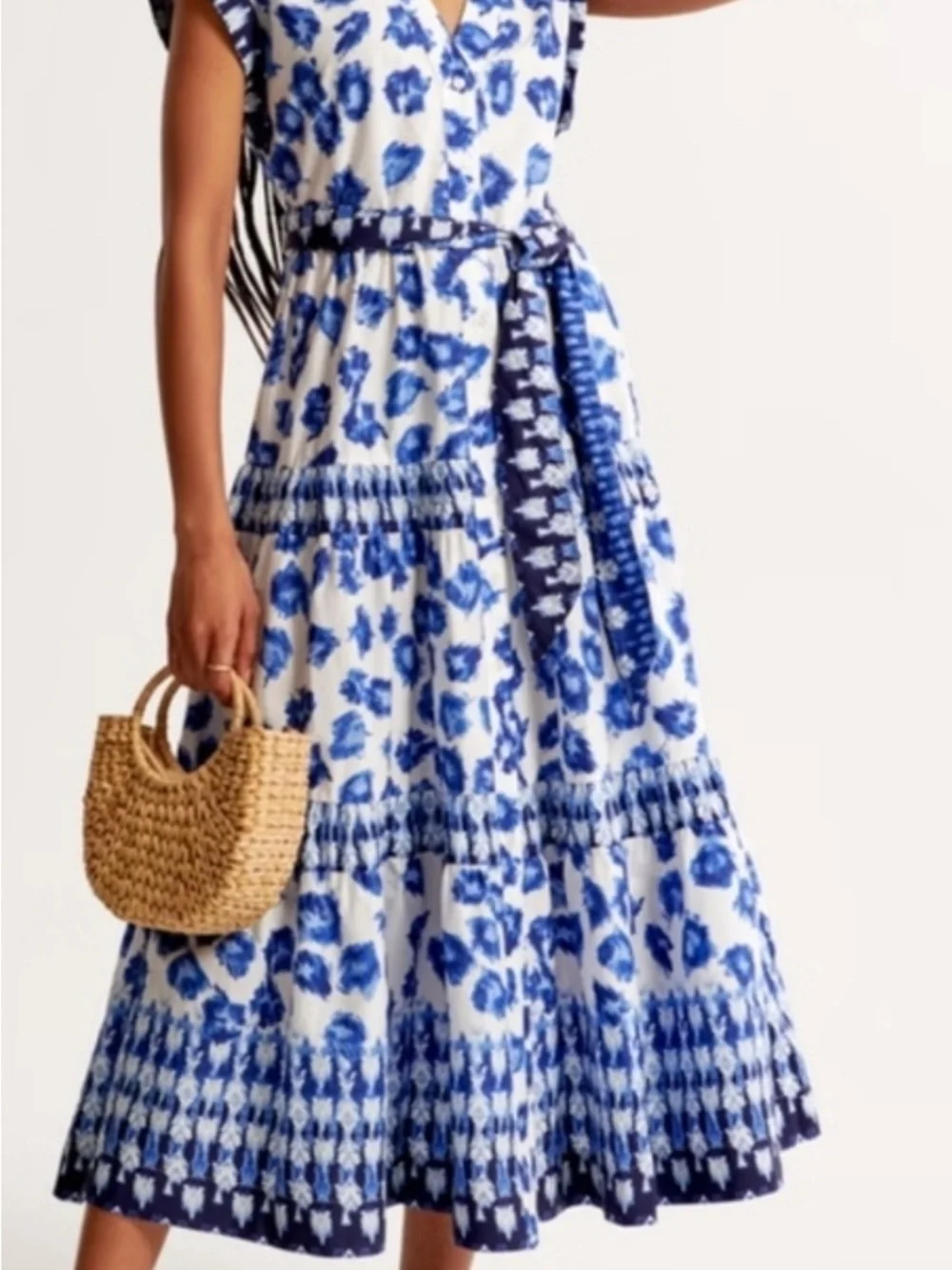 Abercrombie & Fitch 100% Cotton EUC Blue and White relaxed fit Midi Maxi Dress M